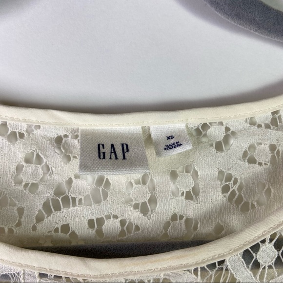 GAP XS Extra Small Women's Ivory Lace Cotton Blend Top 3/4 Bell Sleeves Lined - Picture 6 of 8